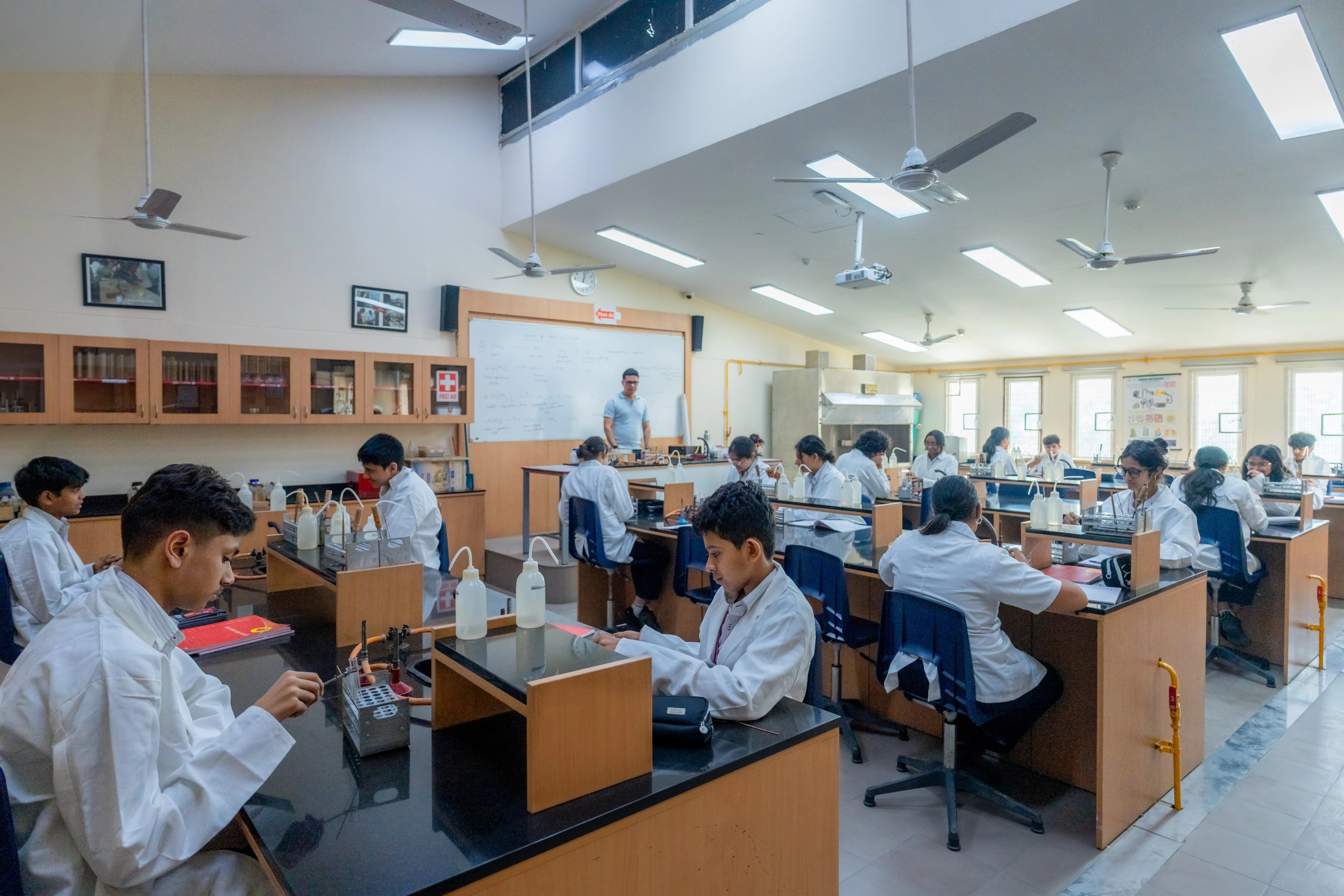 Students in a laboratory at The Shri Ram School