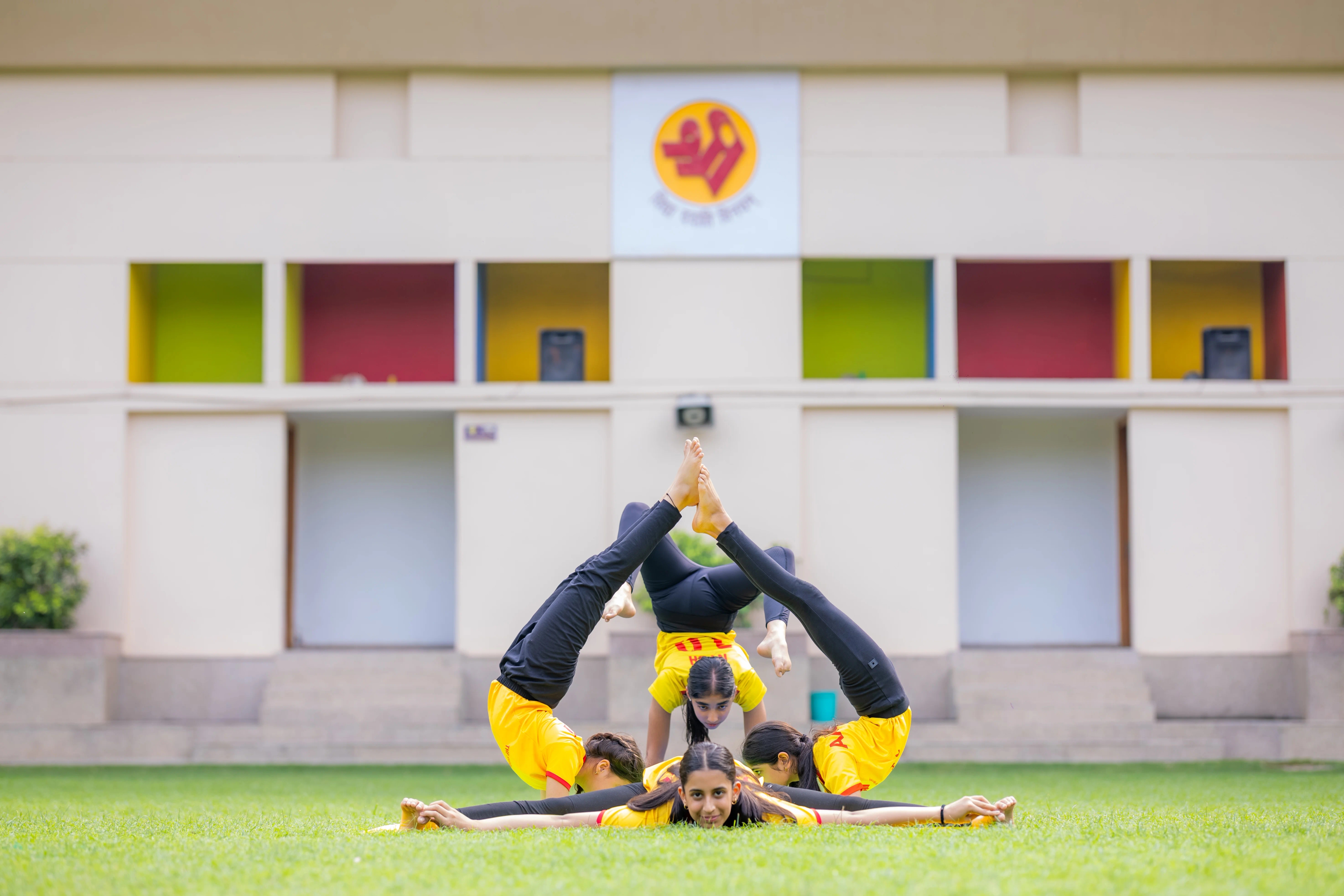 Students celebrating together during a sports session at The Shri Ram School