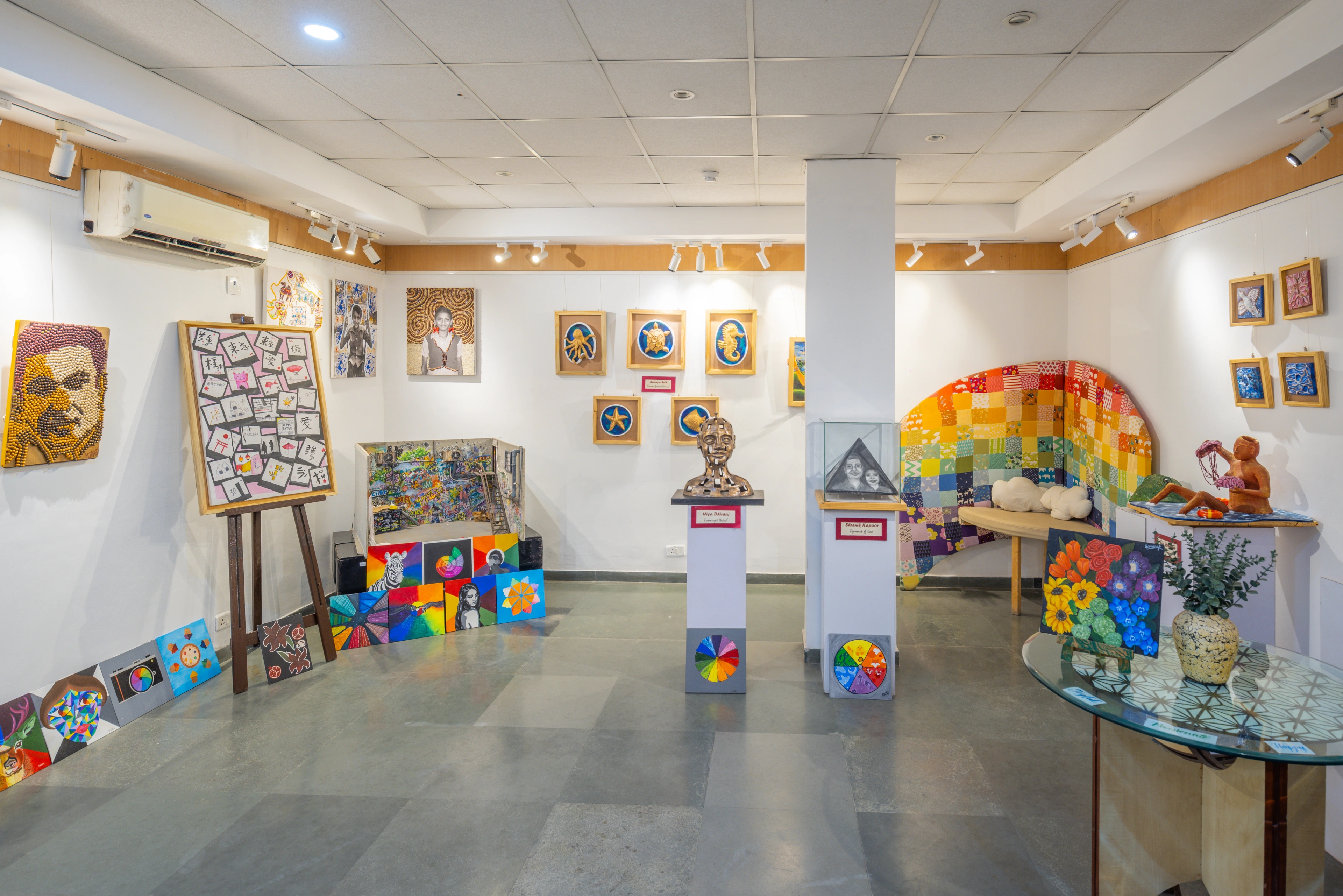 Ceramic pottery and cups in an art studio at The Shri Ram School